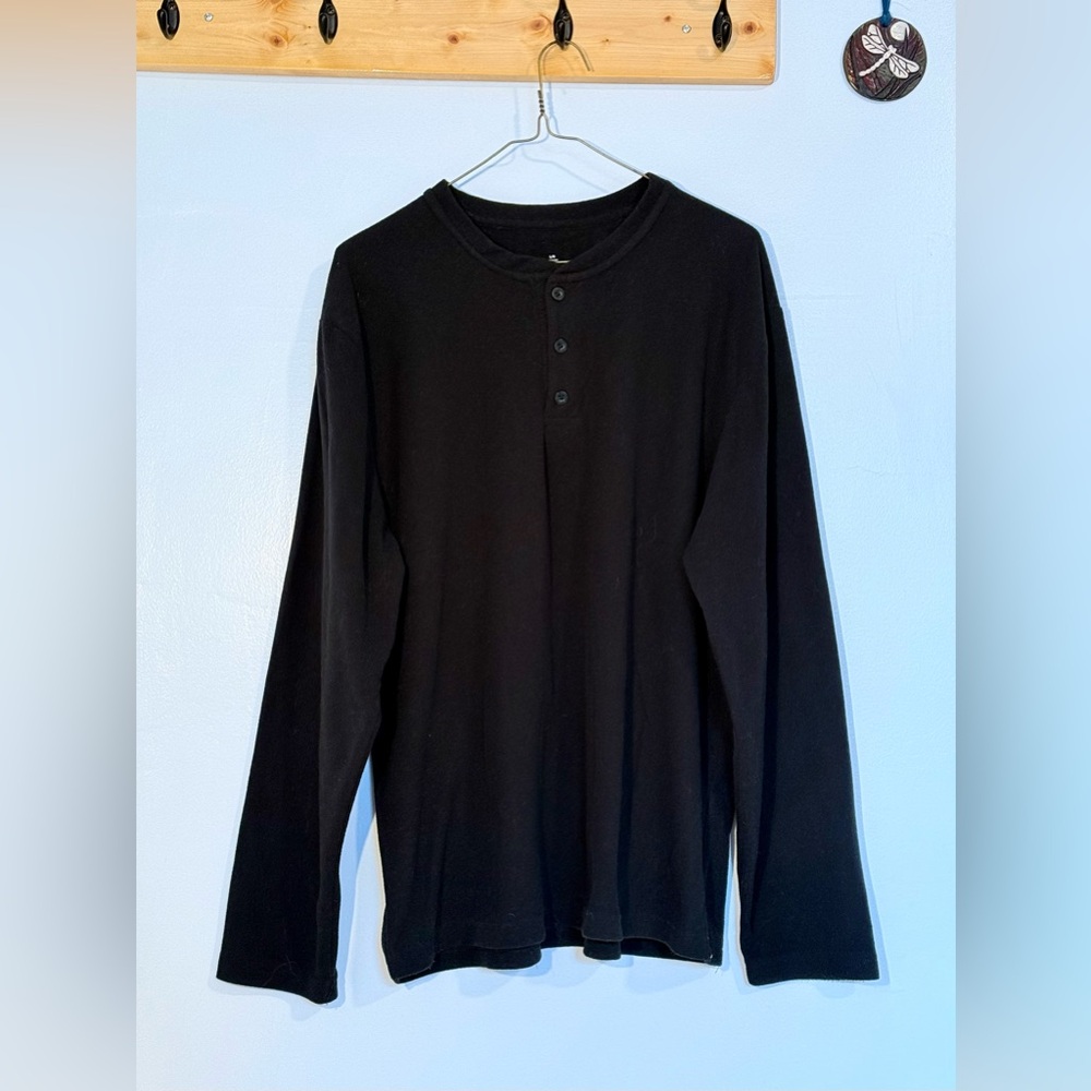 Joe Boxer Black Fleece Henley Shirt